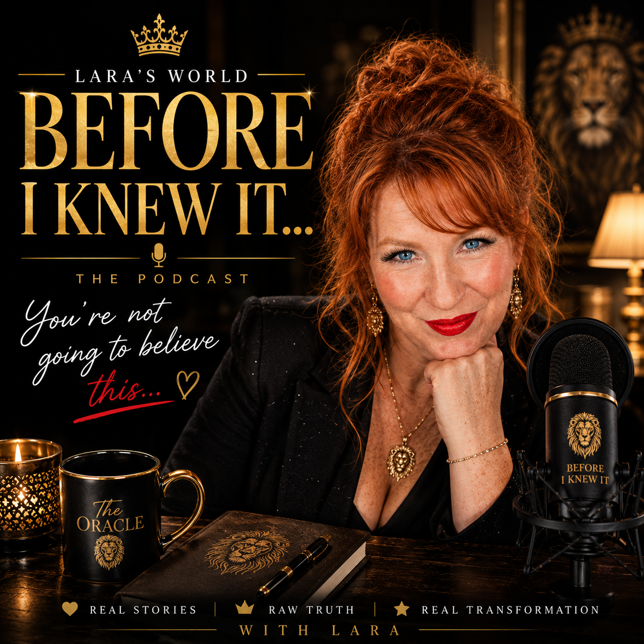 Before I Knew It podcast artwork featuring Lara Wells and a studio microphone
